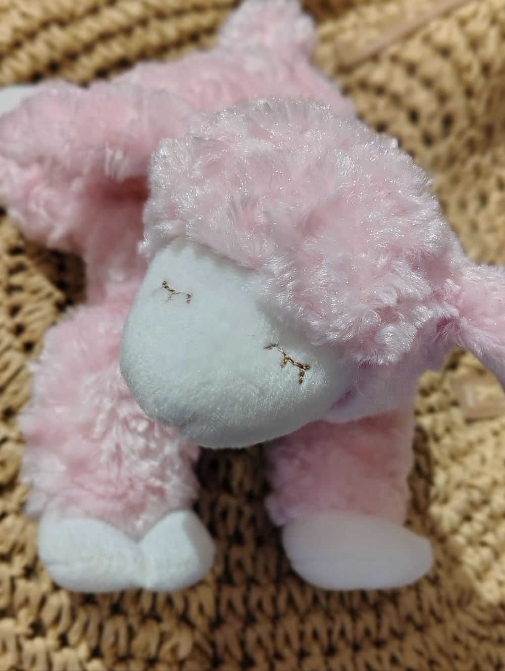 Baby Gund "Winky" - Pink Plush 9" Lamb Stuffed w Rattle Inside